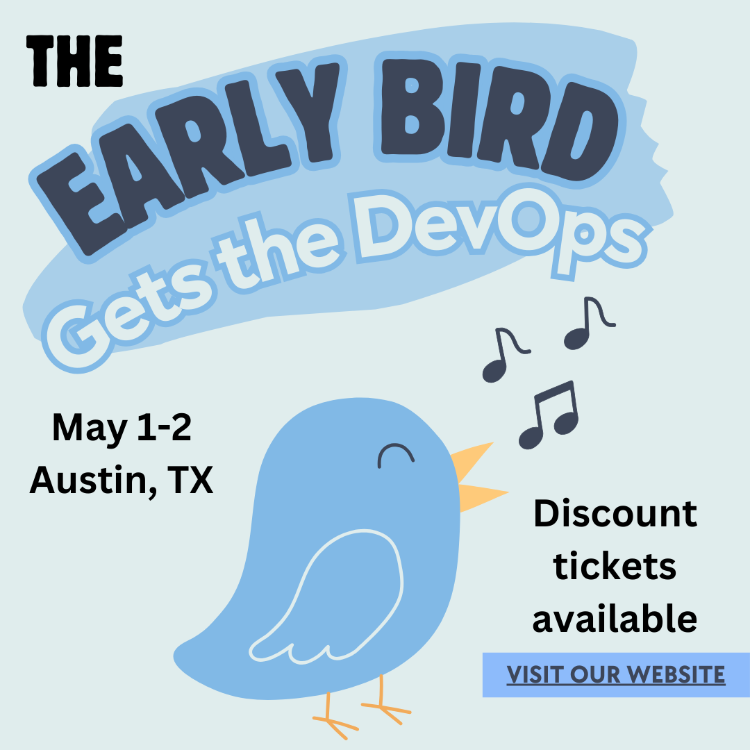 Early bird ticket sale image with heading 'The Early bird gets the DevOps'