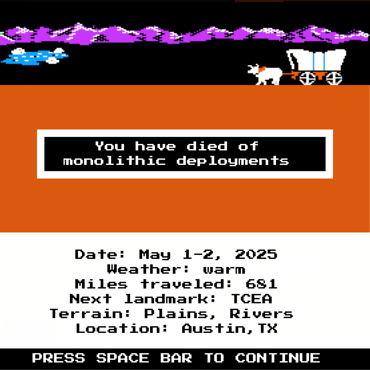 A Oregon Trail themed post to celebrate how DevOps is a journey