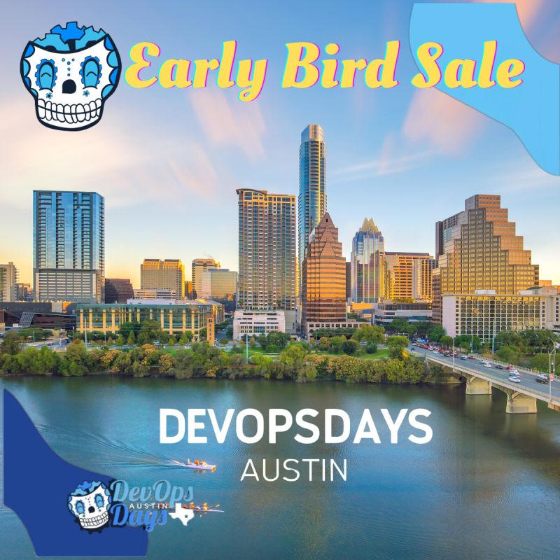 Early bird sale image over background of Austin