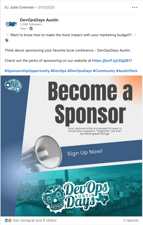 LinkedIn Post - Reach for sponsorship